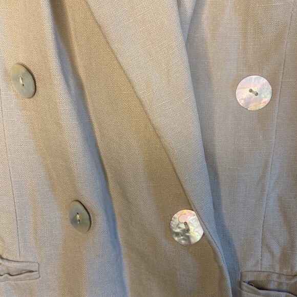 Amanda Smith 100% linen khaki long trench coat jacket blazer button lagen gorp - Picture 2 of 12